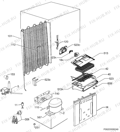 Взрыв-схема холодильника Aeg Electrolux S75448KGL - Схема узла Cooling system 017